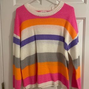 Pink rose striped sweater